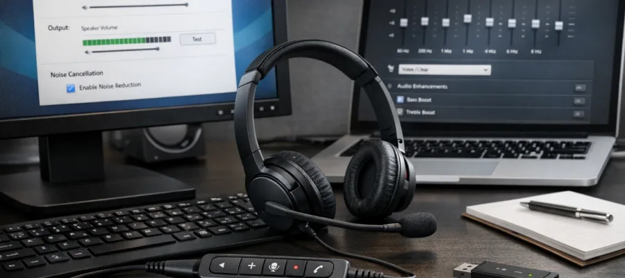 Business Headset konfigurieren fuer klaren Sound bei Telefonaten und Videocalls